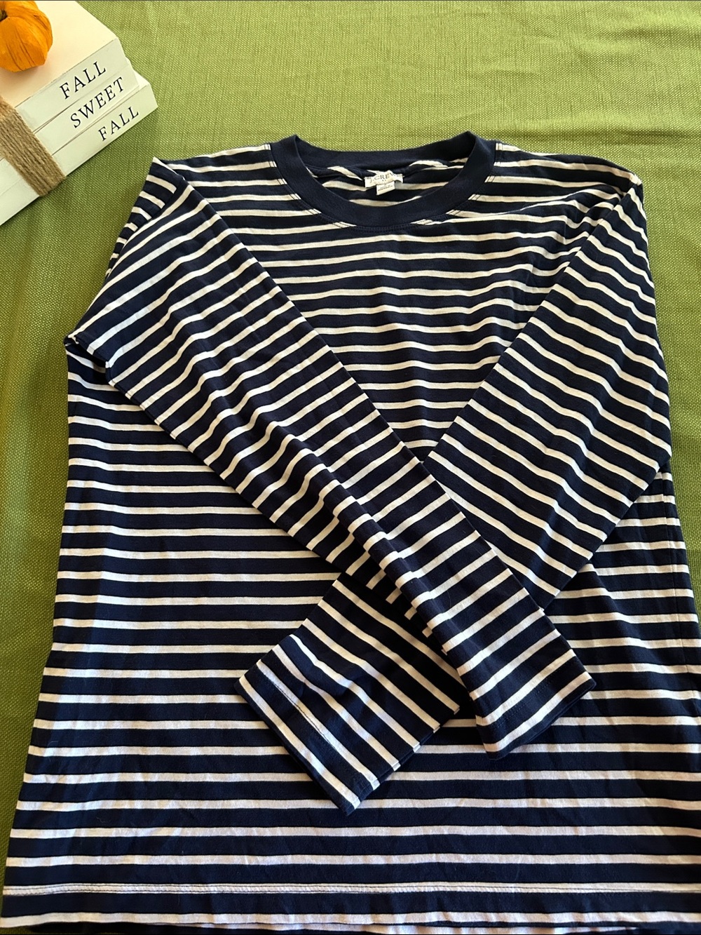 J. Crew Navy and White Striped Long-Sleeve Shirt